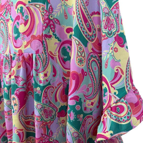 Emily Wonder Womens Paisly Dolman Sleeve Colorful Top Shirt V-Neck Blouse NWT 1X - Picture 9 of 16